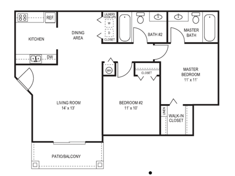 2 Bedroom Floor Plan at College Park Apartments in Naples FL